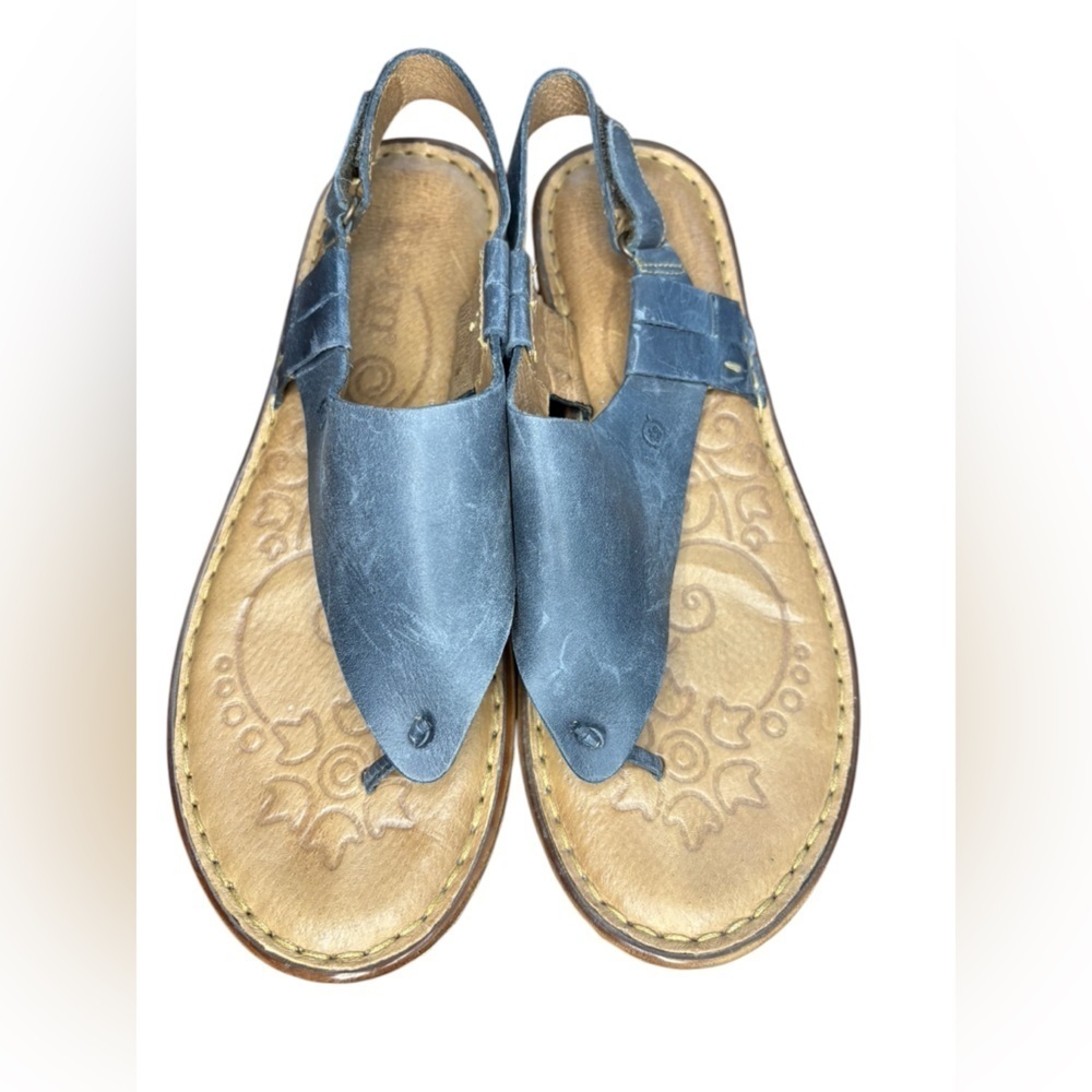 Born Women's Size 10 Blue Brown Leather Strappy Slingback Comfort Sandals used - Picture 4 of 9